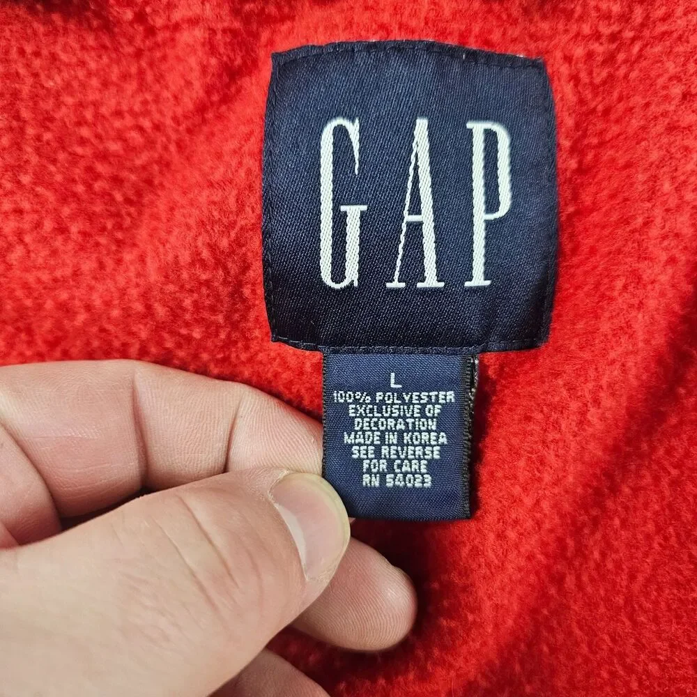 Vintage Gap Vest Mens Large Red Fleece Full Zip Pockets 90s VTG Casual Outdoor